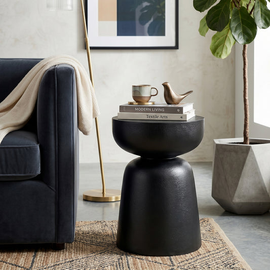 Roundhill Furniture Liora Indoor/Outdoor Sculptural Black End Table