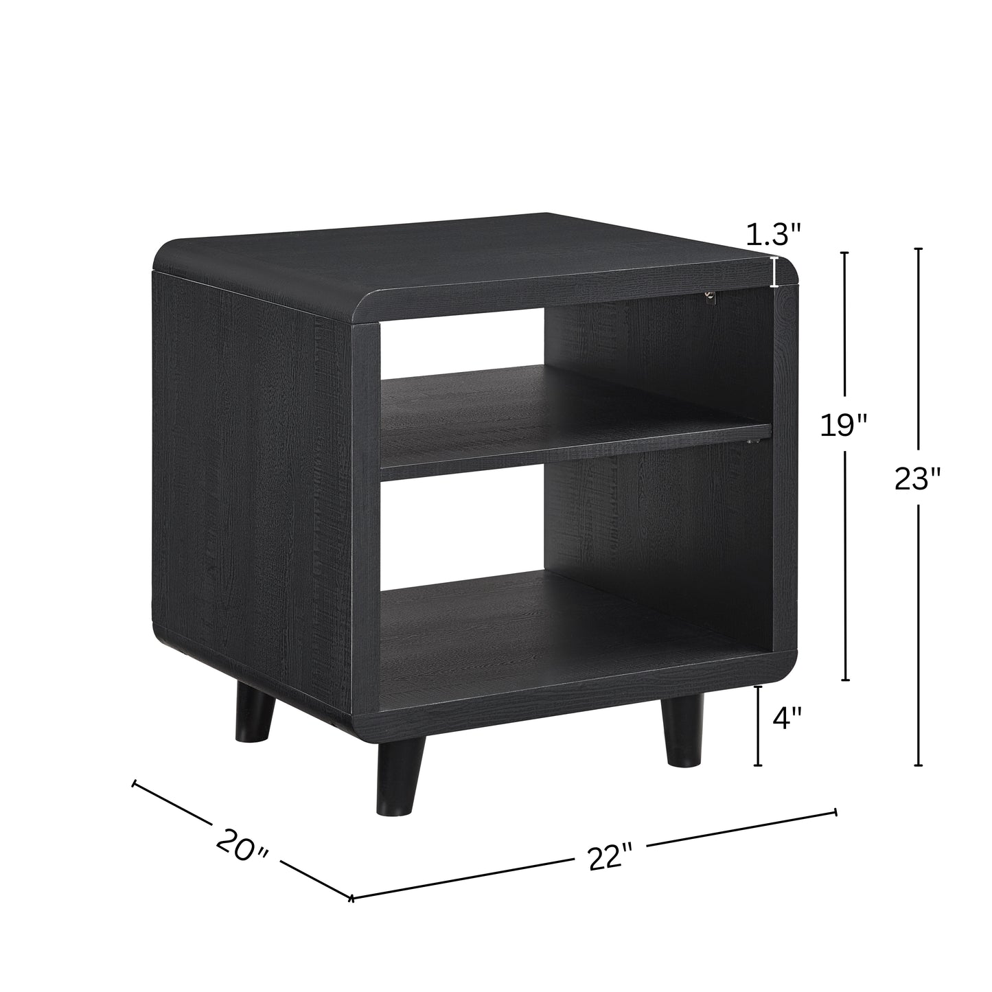 Roundhill Furniture Lux Modern Wood Shelf Side Table, Bedside Nightstand