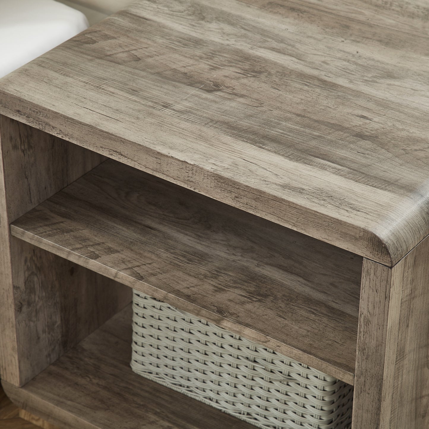 Roundhill Furniture Lux Modern Wood Shelf Side Table, Bedside Nightstand
