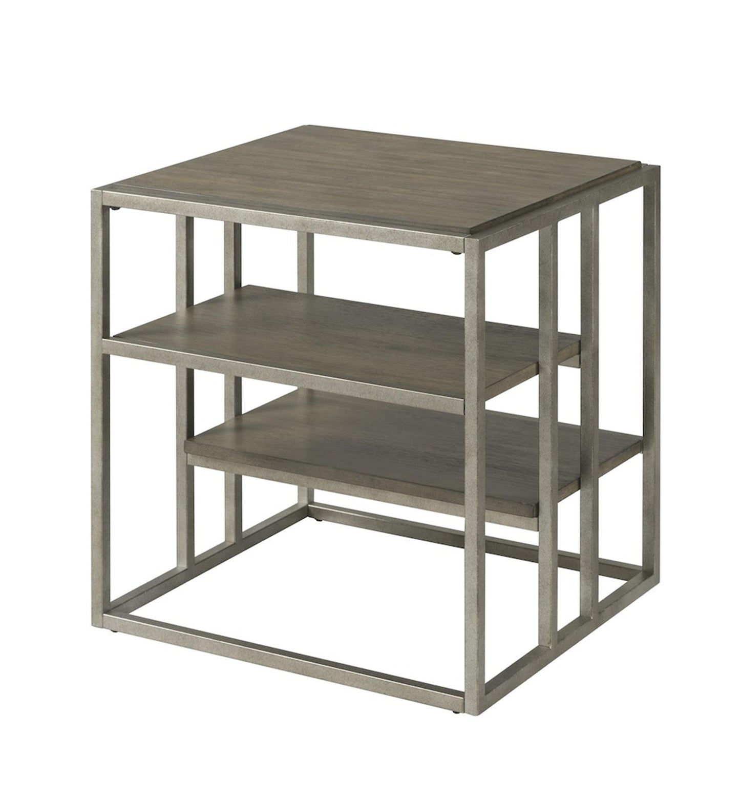 Roundhill Furniture Padena Metal Frame Wood Living Room End Table with Shelf