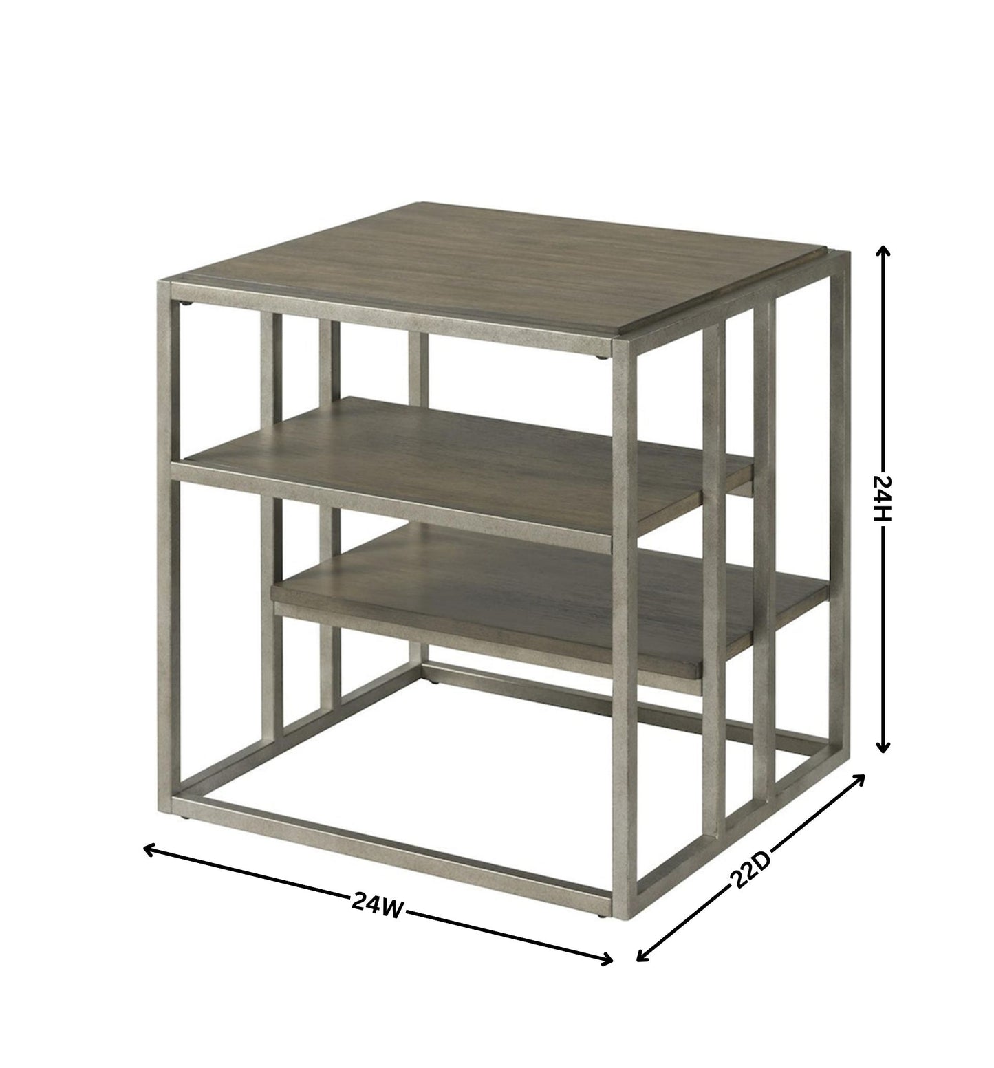 Roundhill Furniture Padena Metal Frame Wood Living Room End Table with Shelf