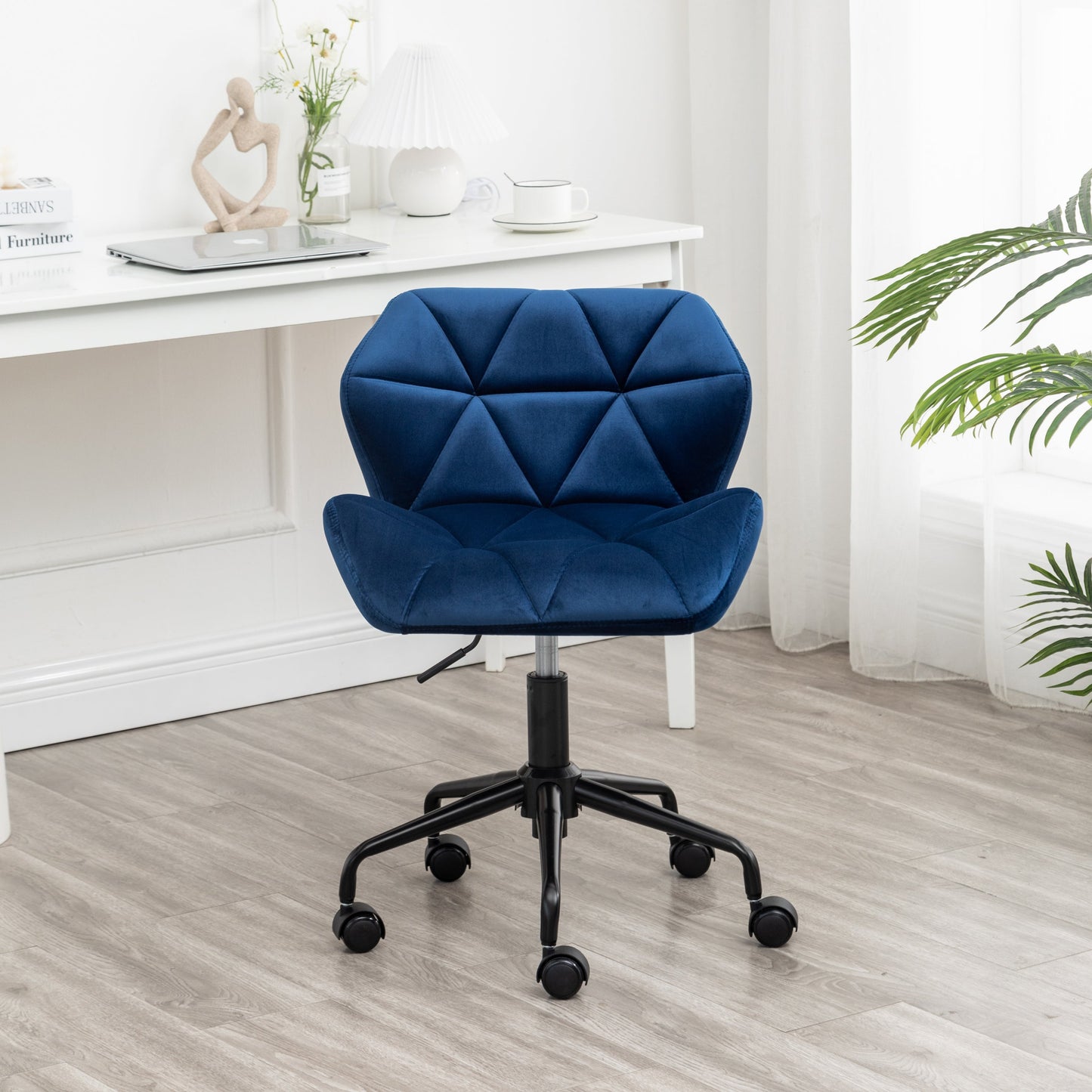 Roundhill Furniture Eldon Diamond Tufted Adjustable Swivel Office Chair, Blue