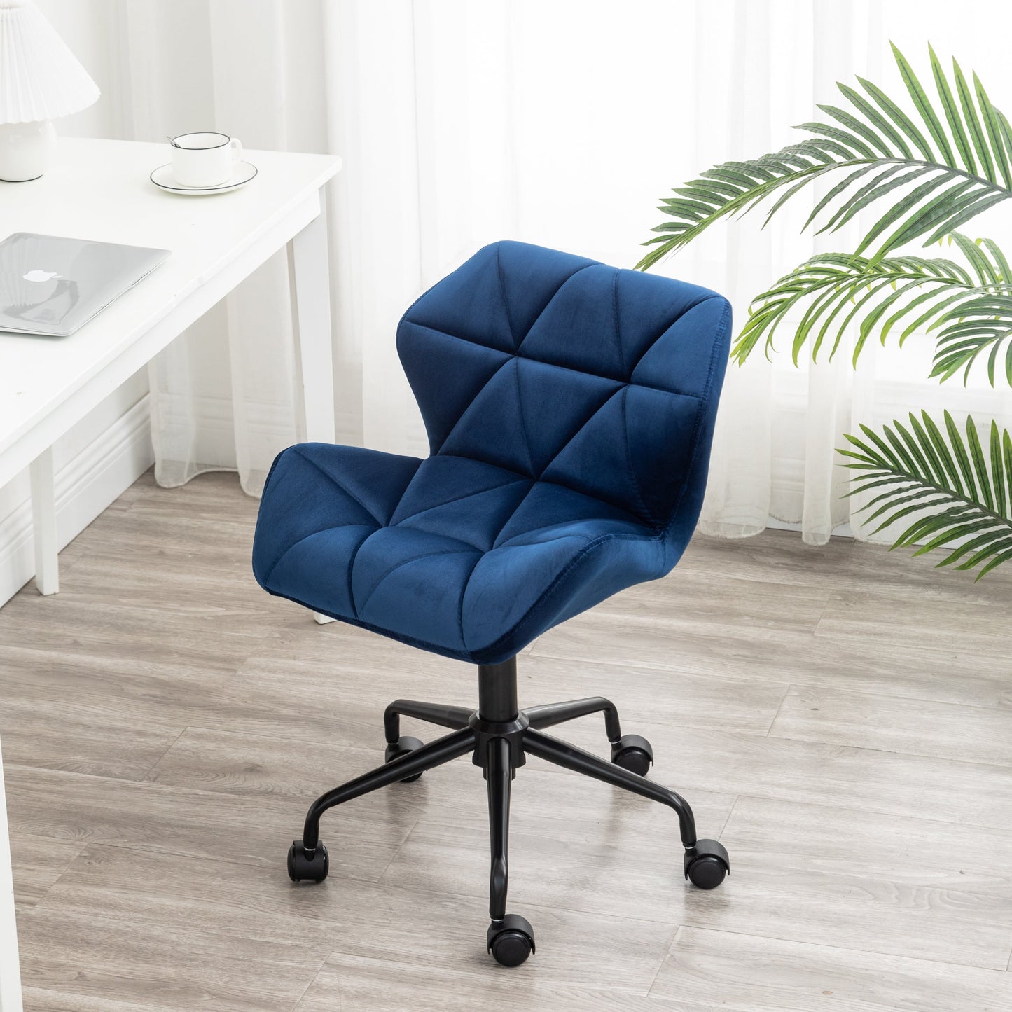 Roundhill Furniture Eldon Diamond Tufted Adjustable Swivel Office Chair, Blue