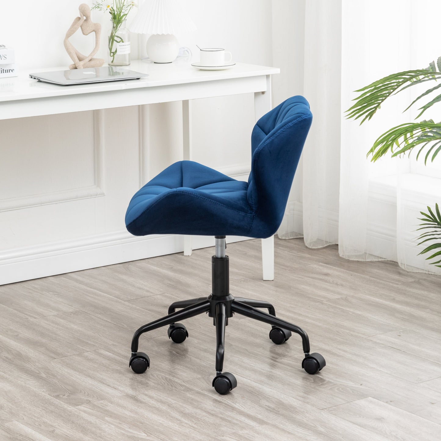 Roundhill Furniture Eldon Diamond Tufted Adjustable Swivel Office Chair, Blue