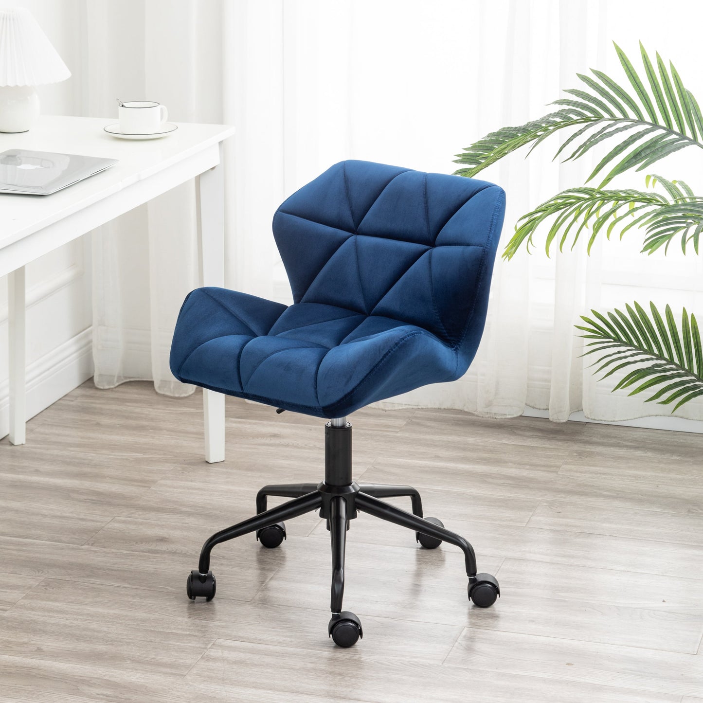 Roundhill Furniture Eldon Diamond Tufted Adjustable Swivel Office Chair, Blue