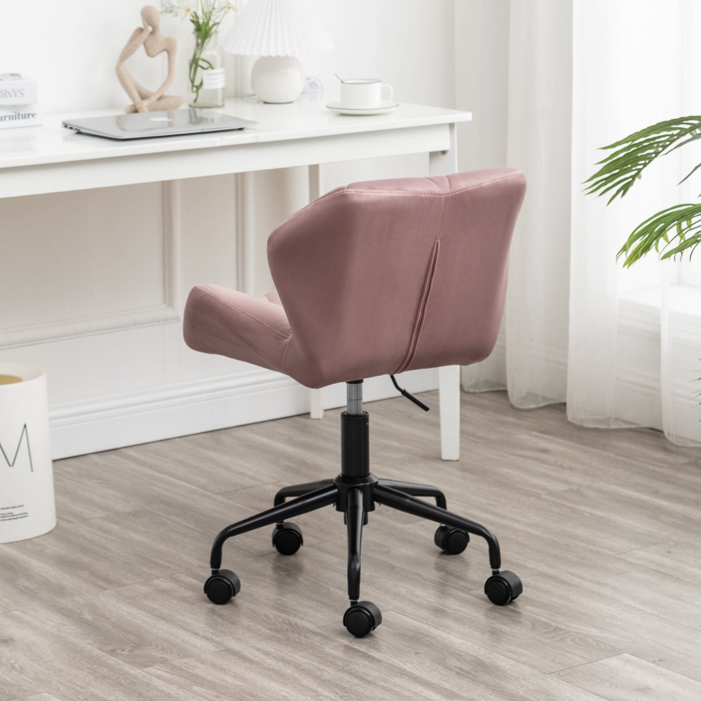 Roundhill Furniture Eldon Diamond Tufted Adjustable Swivel Office Chair, Mauve