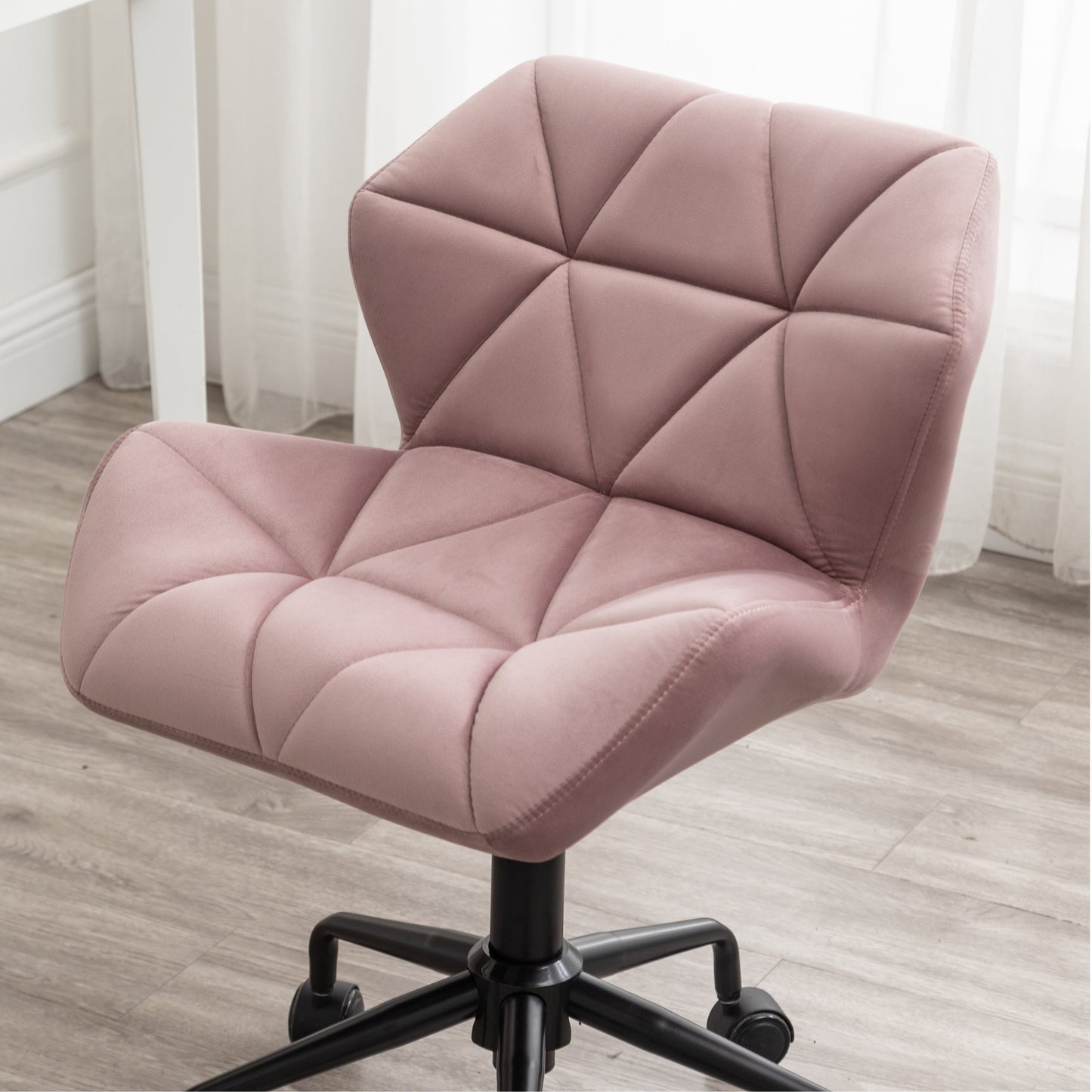 Roundhill Furniture Eldon Diamond Tufted Adjustable Swivel Office Chair, Mauve