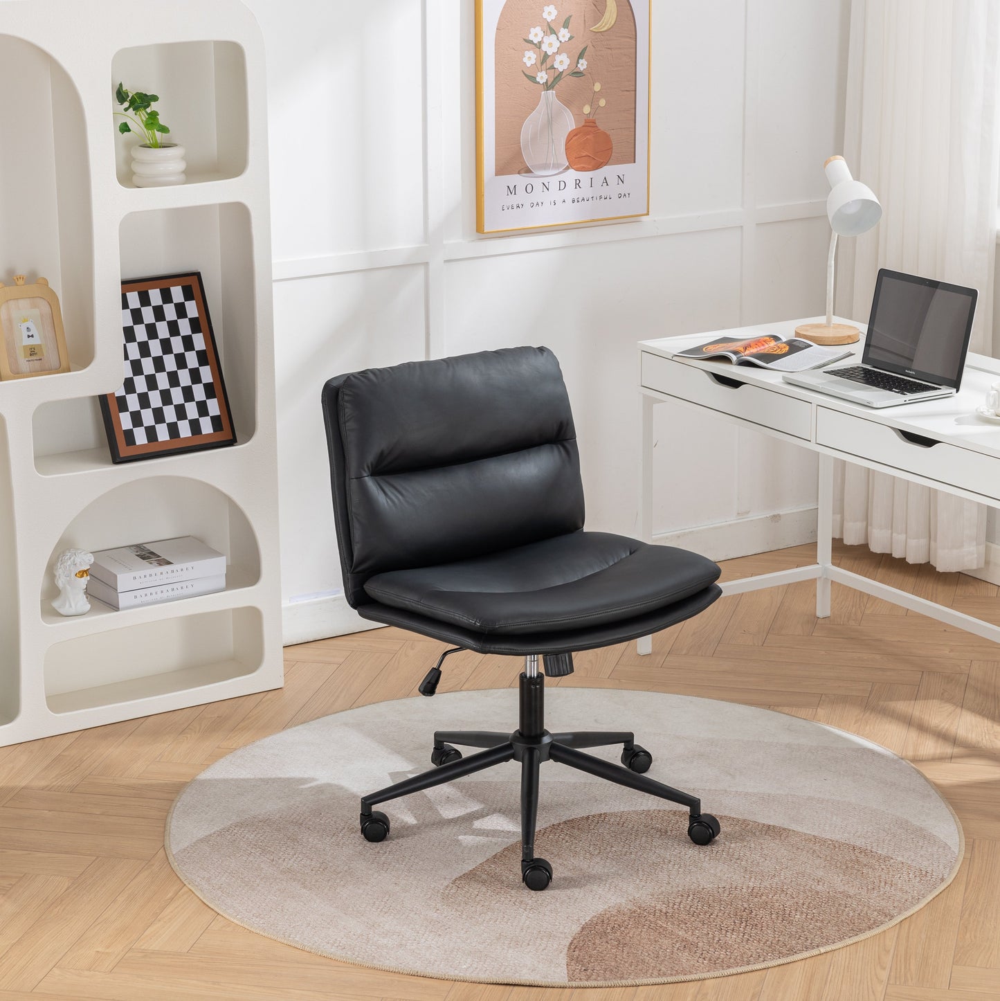 Roundhill Furniture Bizerte Adjustable Swivel Criss Cross Chair, Wide Seat Office Chair