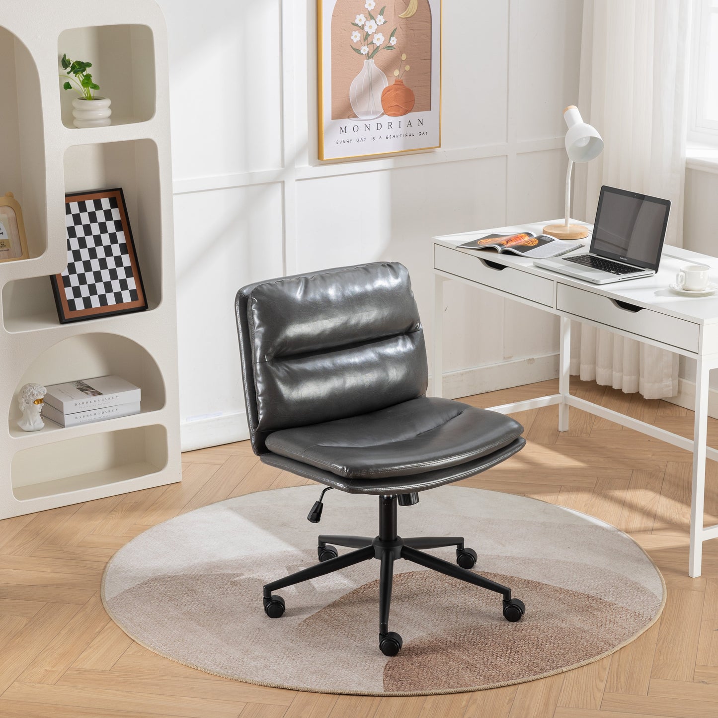 Roundhill Furniture Bizerte Adjustable Swivel Criss Cross Chair, Wide Seat Office Chair