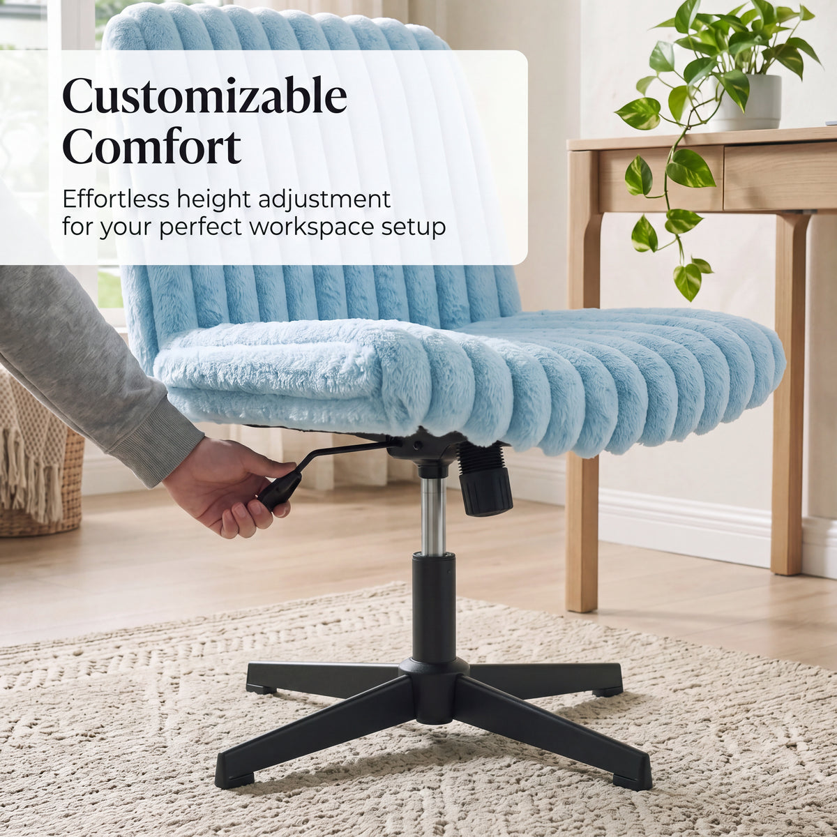 Roundhill Blynn Adjustable Swivel Criss Cross Chair, Wide Seat Office Chair Vanity Chair
