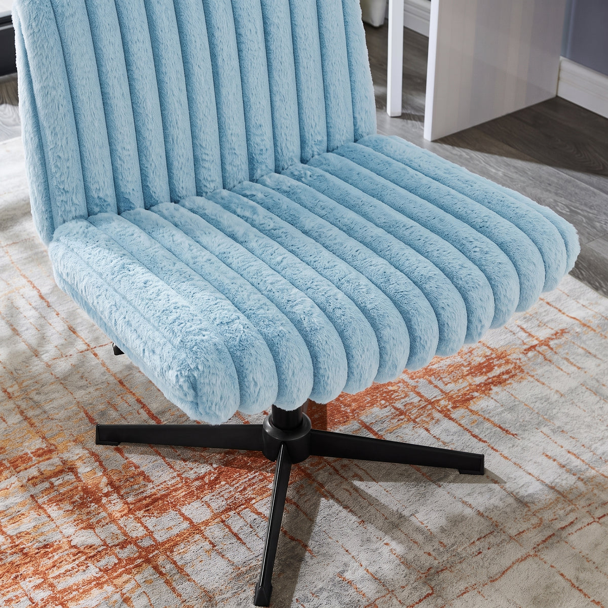 Roundhill Blynn Adjustable Swivel Criss Cross Chair, Wide Seat Office Chair Vanity Chair
