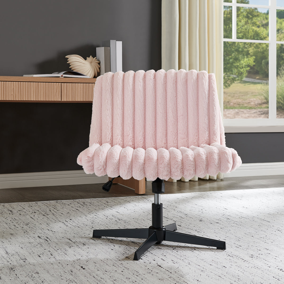 Roundhill Blynn Adjustable Swivel Criss Cross Chair, Wide Seat Office Chair Vanity Chair