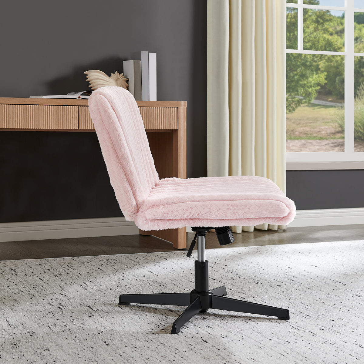 Roundhill Blynn Adjustable Swivel Criss Cross Chair, Wide Seat Office Chair Vanity Chair