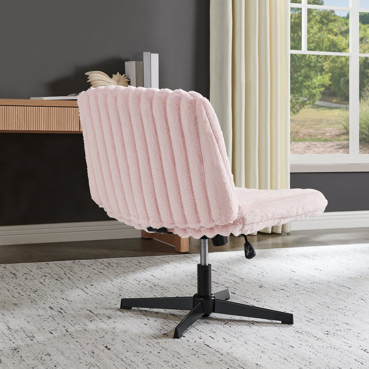 Roundhill Blynn Adjustable Swivel Criss Cross Chair, Wide Seat Office Chair Vanity Chair