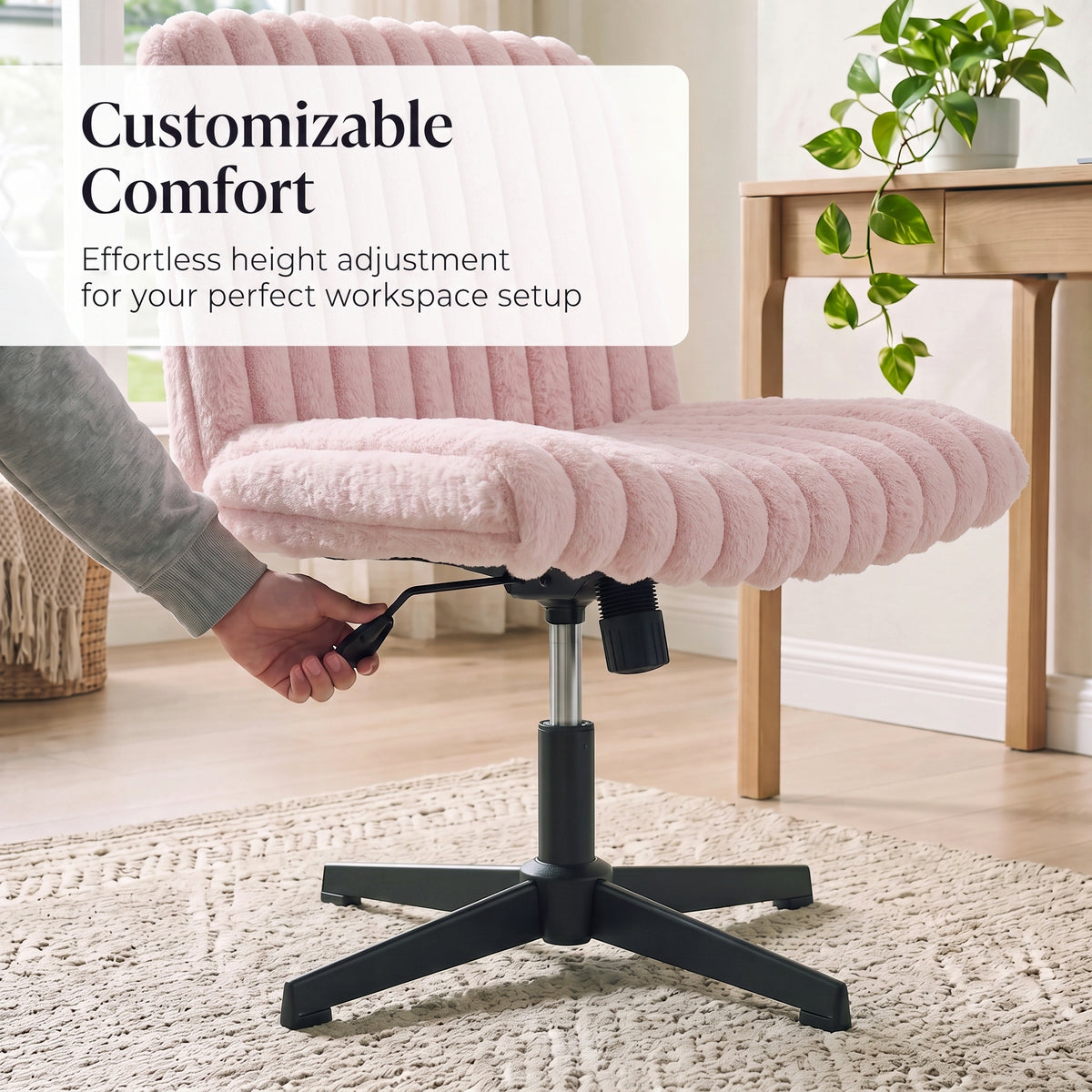 Roundhill Blynn Adjustable Swivel Criss Cross Chair, Wide Seat Office Chair Vanity Chair
