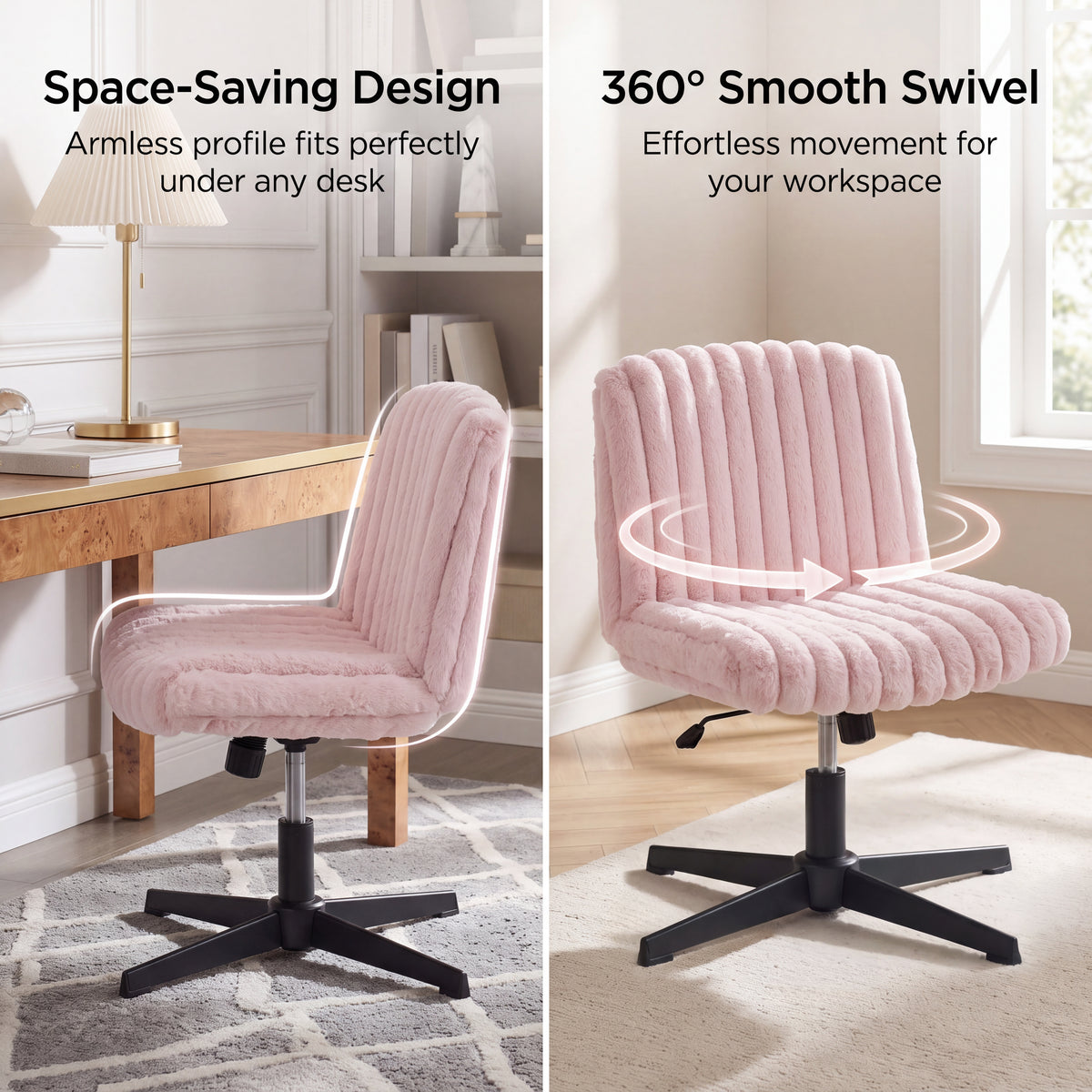 Roundhill Blynn Adjustable Swivel Criss Cross Chair, Wide Seat Office Chair Vanity Chair