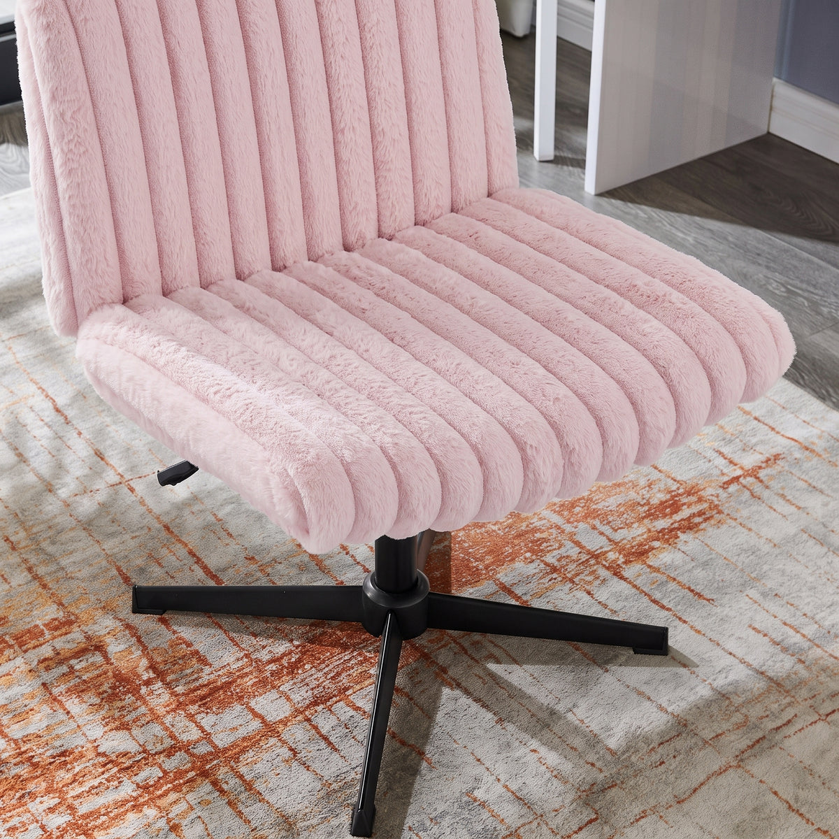 Roundhill Blynn Adjustable Swivel Criss Cross Chair, Wide Seat Office Chair Vanity Chair