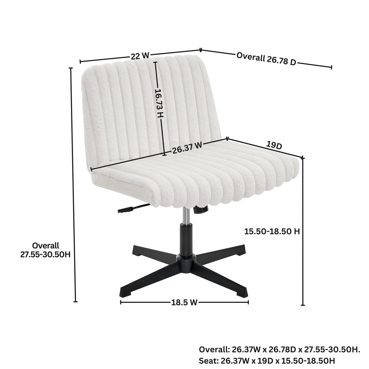Roundhill Blynn Adjustable Swivel Criss Cross Chair, Wide Seat Office Chair Vanity Chair