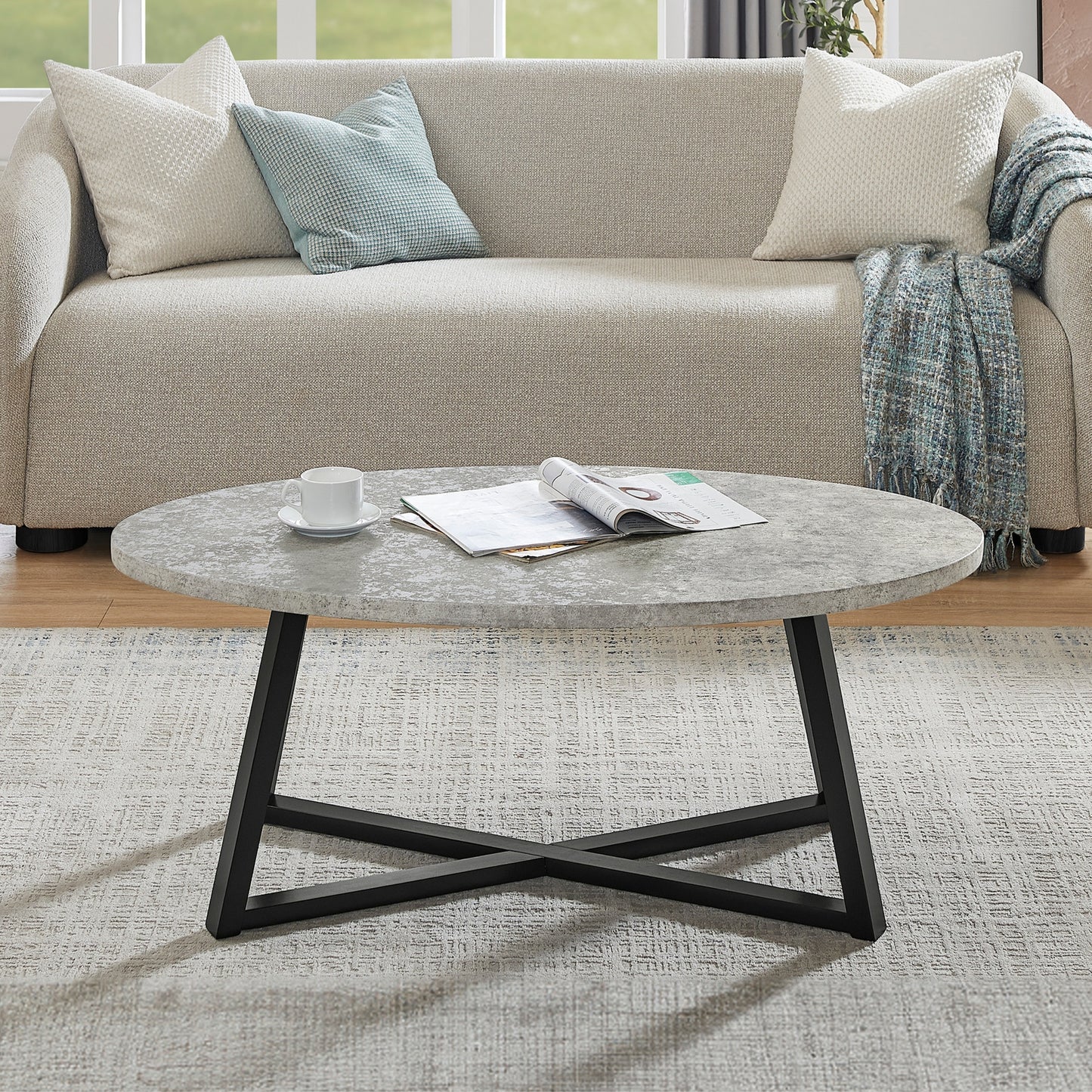 Roundhill Furniture Modern Harmony 3-Piece Wood Oval Coffee Table Set
