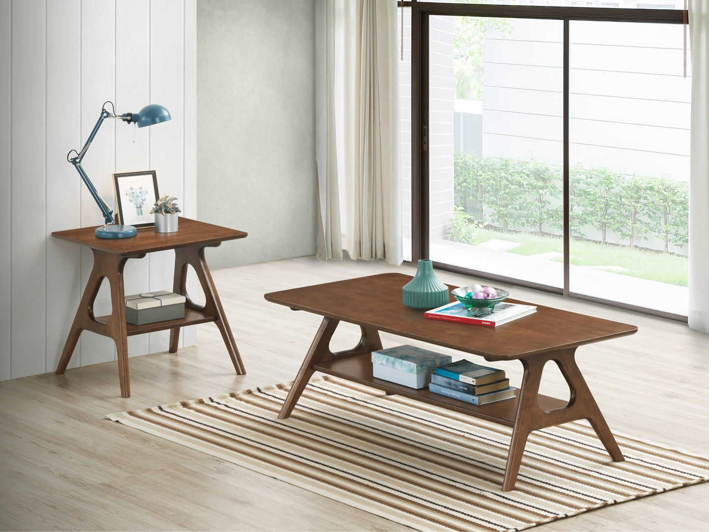 Roundhill Furniture Arona 3-Piece Coffee Table Set, Coffee Table and Two End Tables