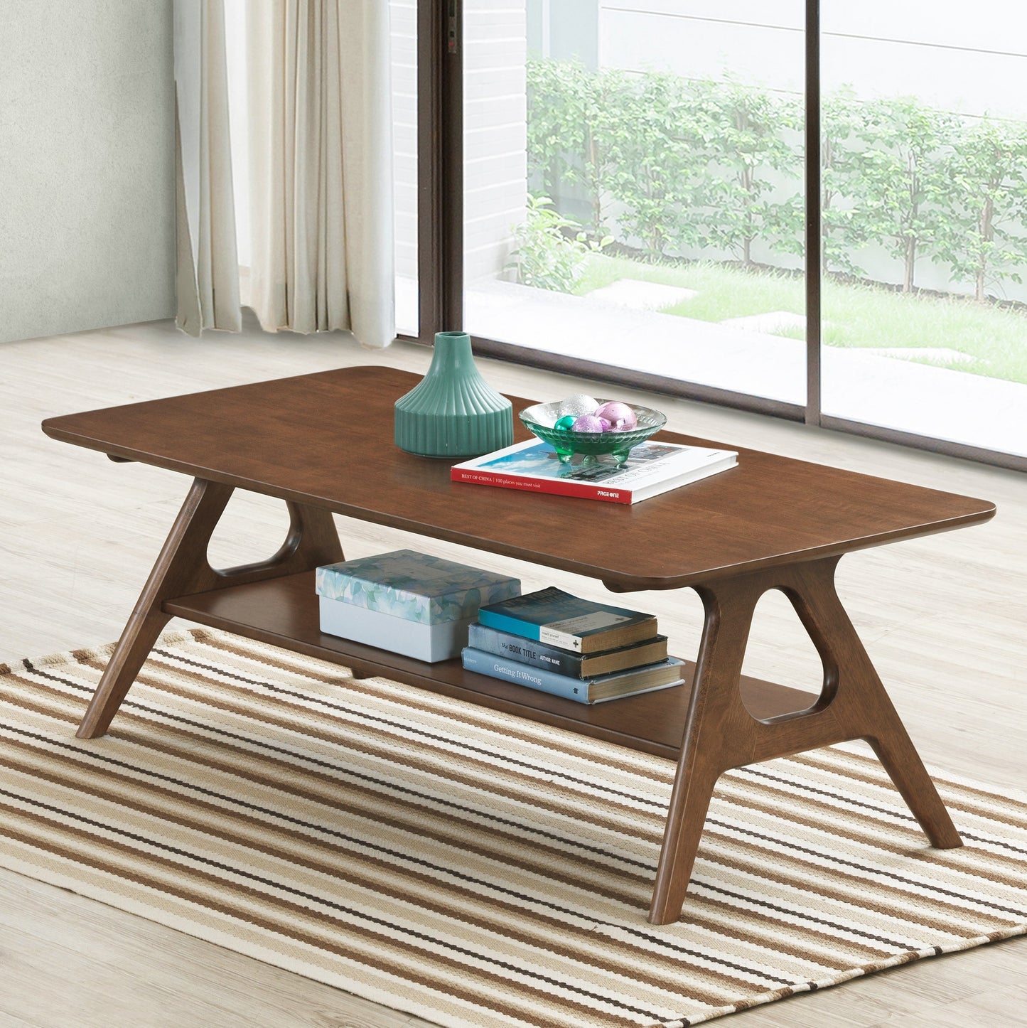 Roundhill Furniture Arona 3-Piece Coffee Table Set, Coffee Table and Two End Tables
