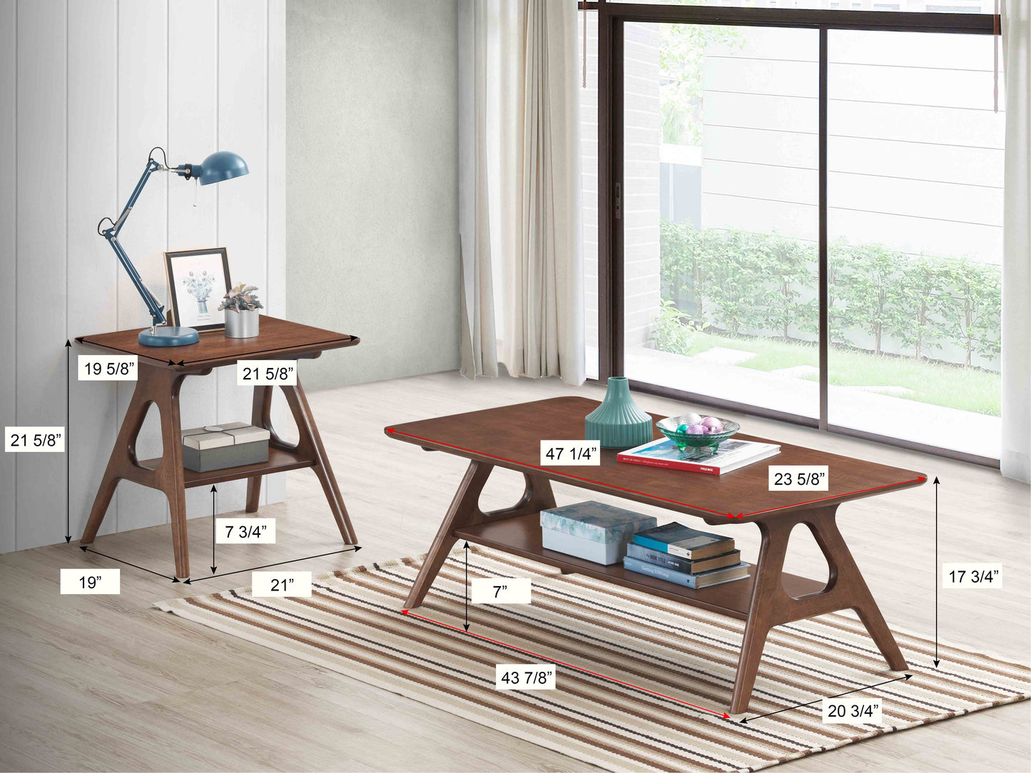 Roundhill Furniture Arona 3-Piece Coffee Table Set, Coffee Table and Two End Tables