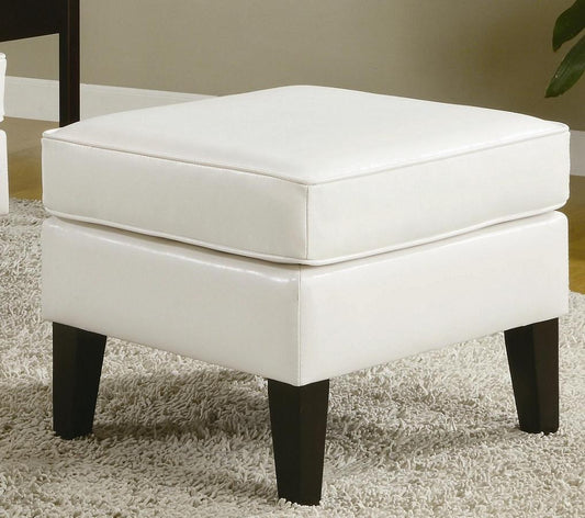 White Bonded Leather Feet Ottoman