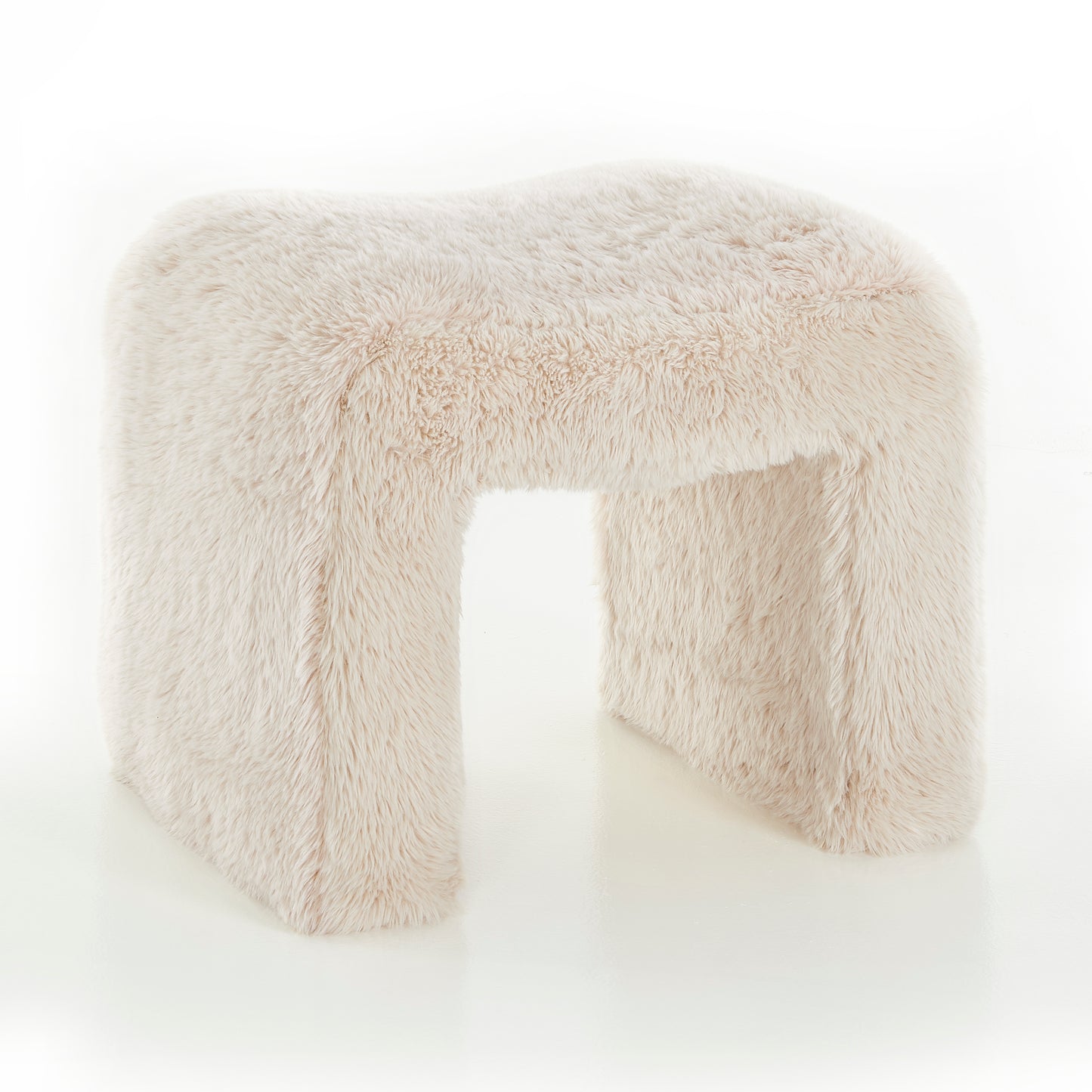 Roundhill Furniture Zorya Contemporary Faux Fur U-Shaped Ottoman, Set of 2