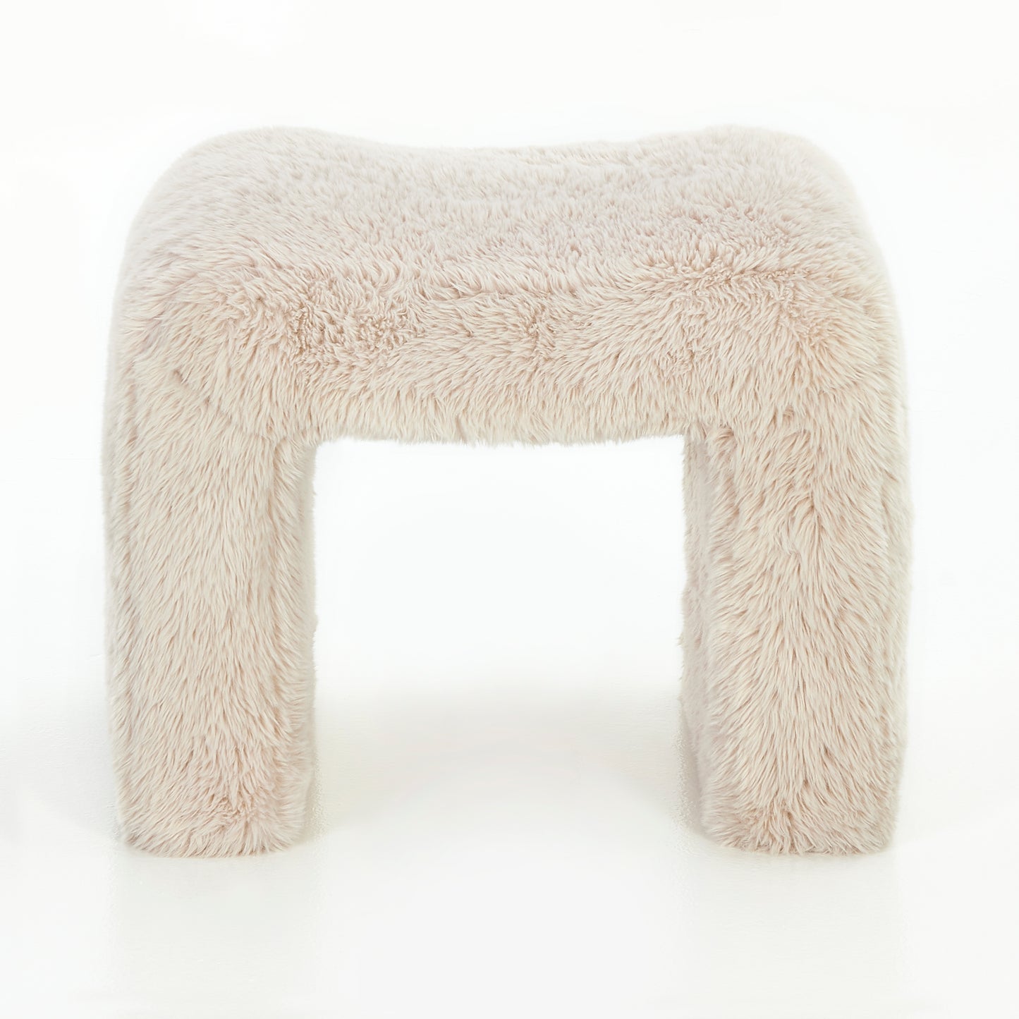 Roundhill Furniture Zorya Contemporary Faux Fur U-Shaped Ottoman, Set of 2