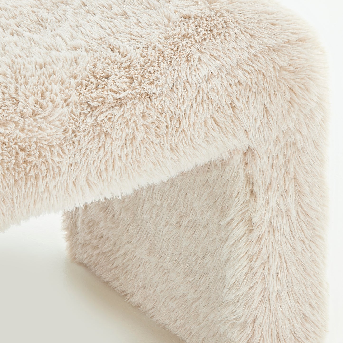 Roundhill Furniture Zorya Contemporary Faux Fur U-Shaped Ottoman, Set of 2