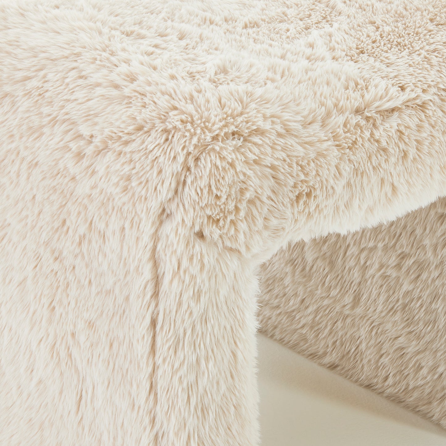 Roundhill Furniture Zorya Contemporary Faux Fur U-Shaped Ottoman, Set of 2