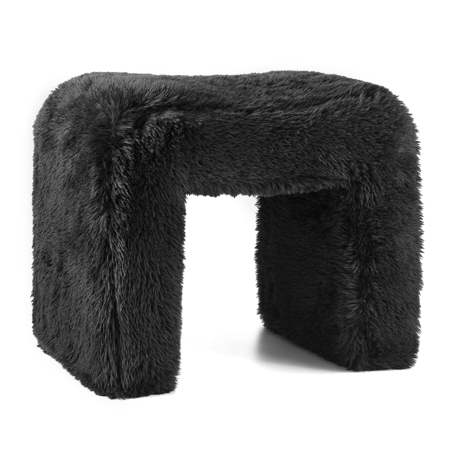 Roundhill Furniture Zorya Contemporary Faux Fur U-Shaped Ottoman, Set of 2