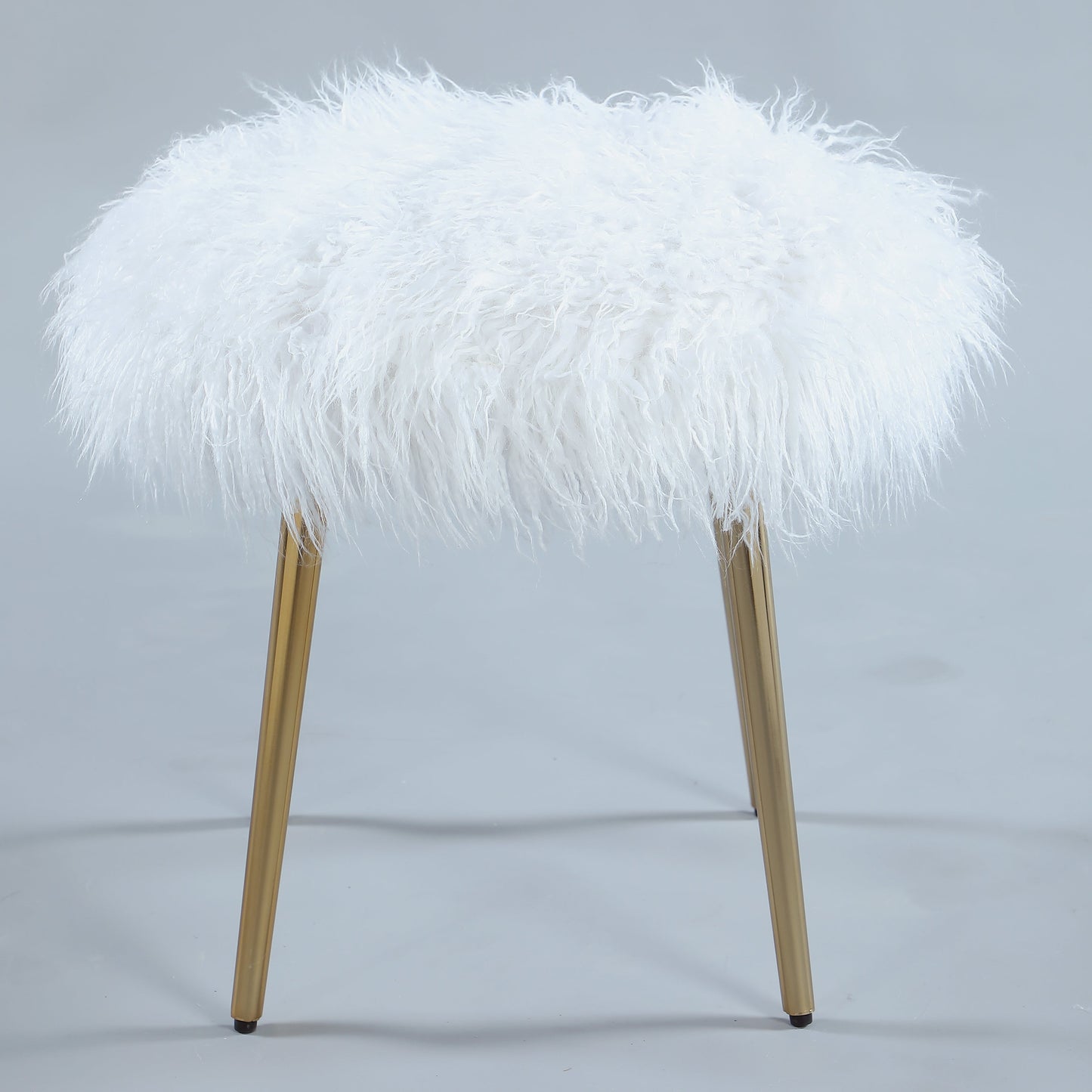 Roundhill Furniture Ravni Faux Fur Accent Ottoman with Gold Legs