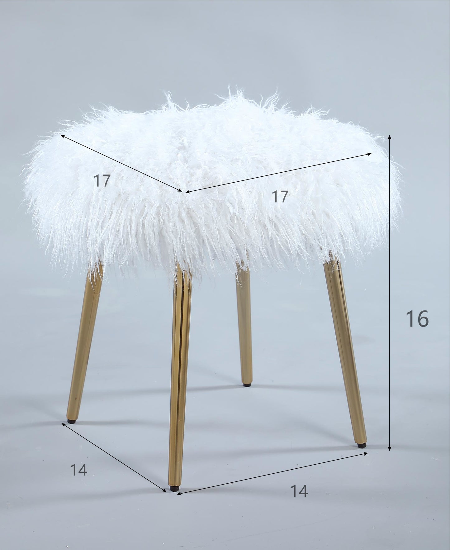 Roundhill Furniture Ravni Faux Fur Accent Ottoman with Gold Legs