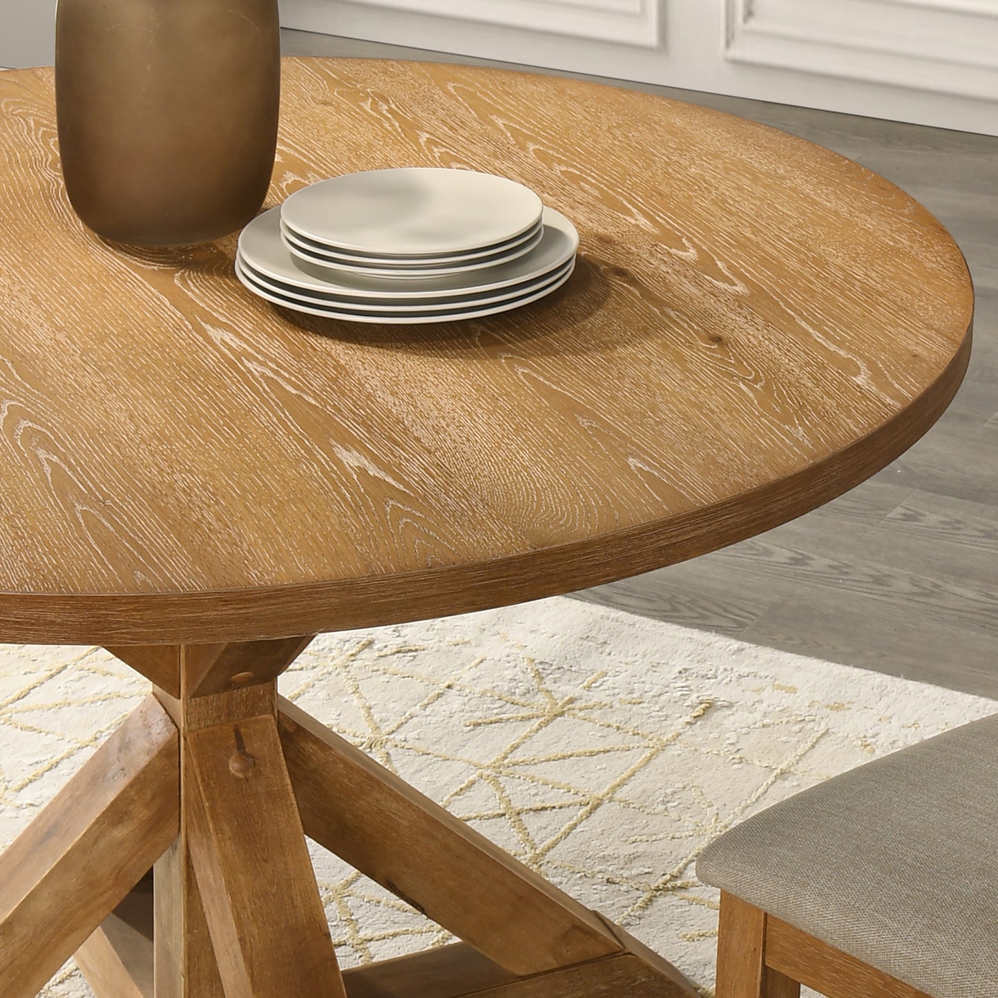 Windvale Cross-Buck Wood 5-Piece Counter Height Dining Set