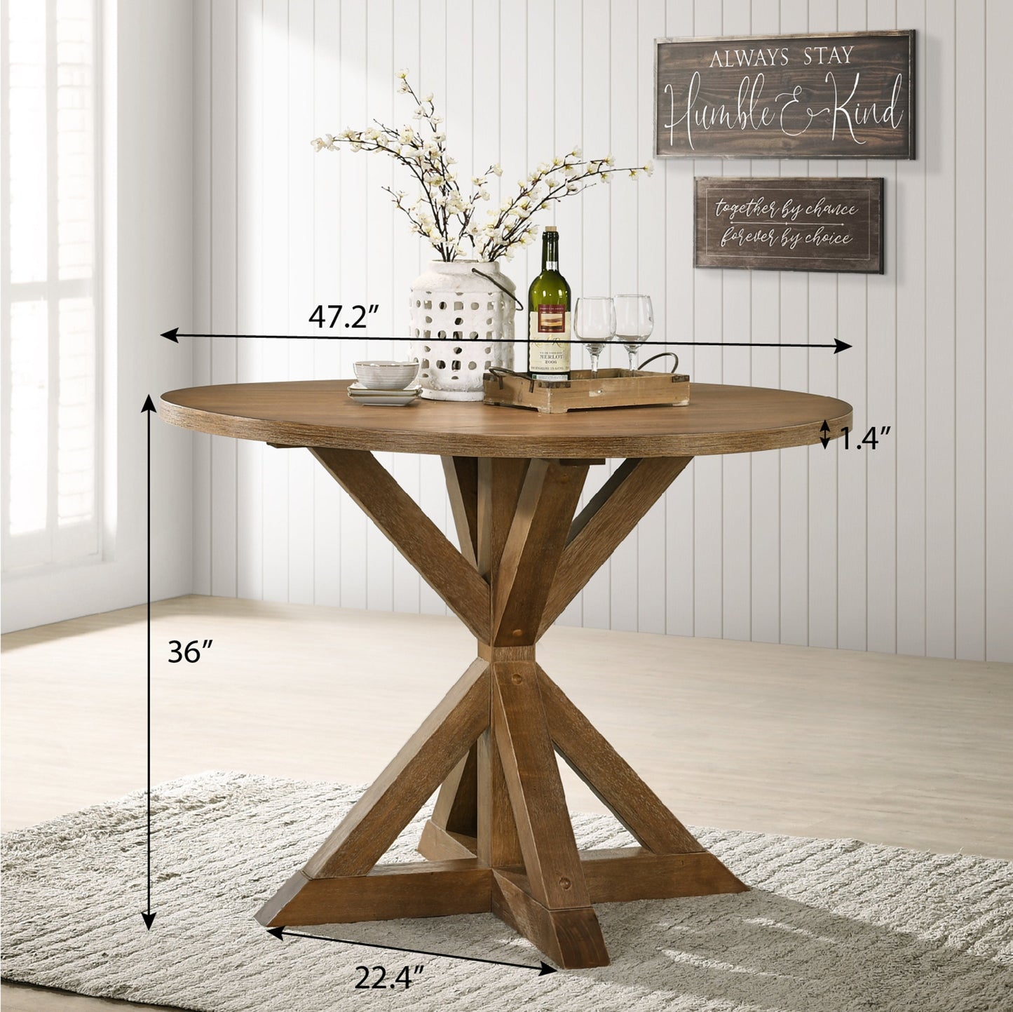 Roundhill Furniture Windvale Cross-Buck Wood Counter Height Dining Set - 5-Piece