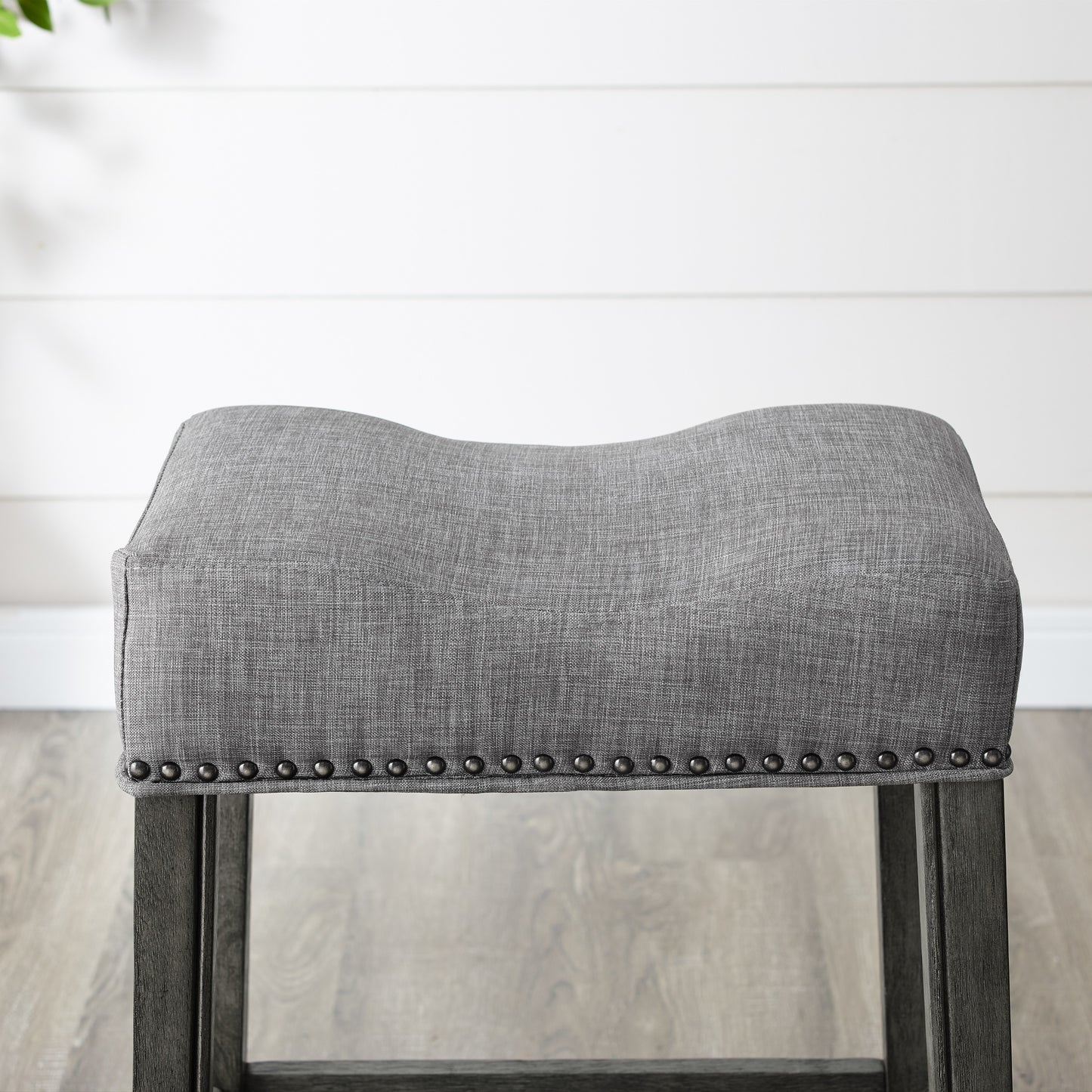 CoCo Upholstered Backless Saddle Seat Counter Stools 25" height Set of 2, Gray