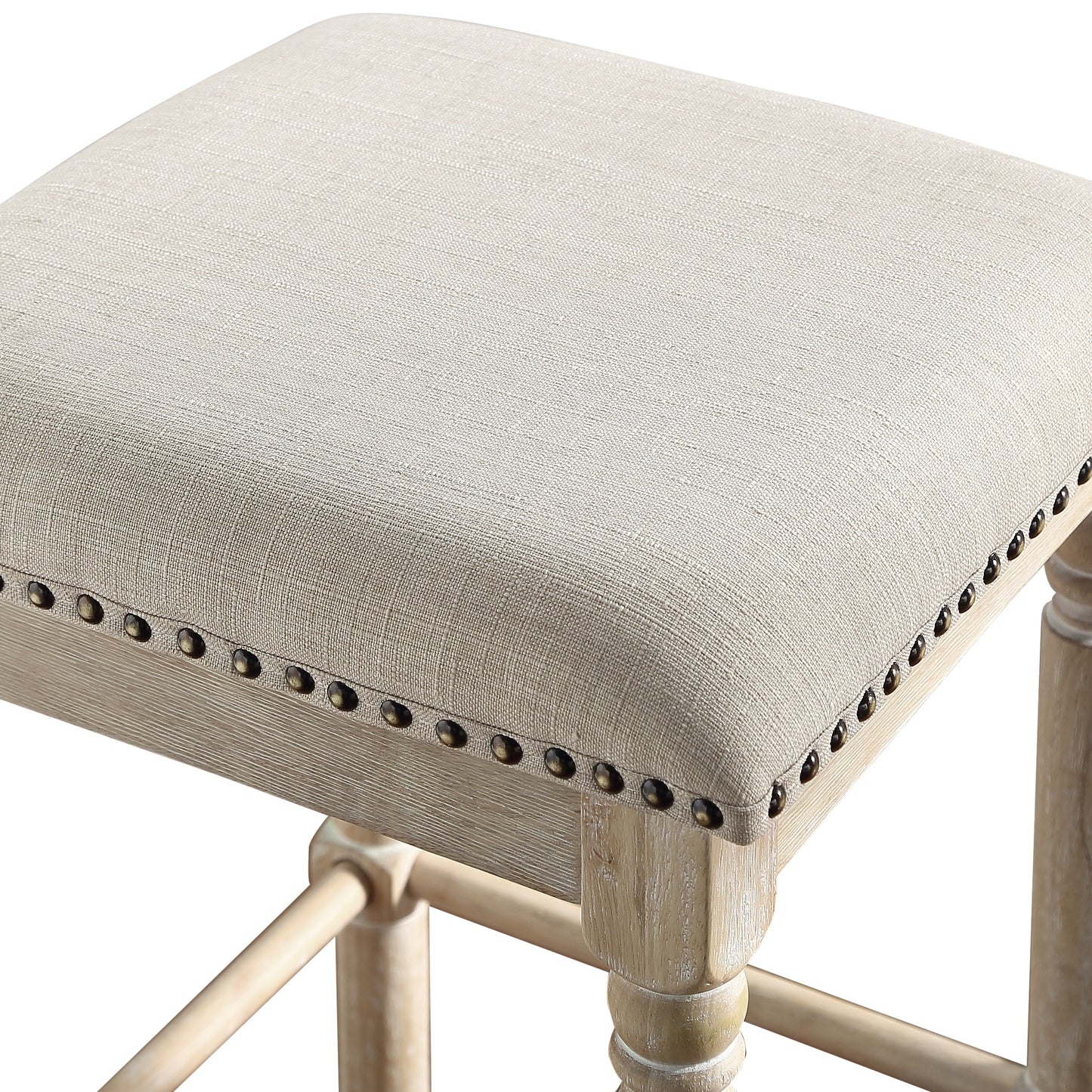 Roundhill Furniture Arnhem Wood Upholstered Counter Height Stool, Tan, Set of 2