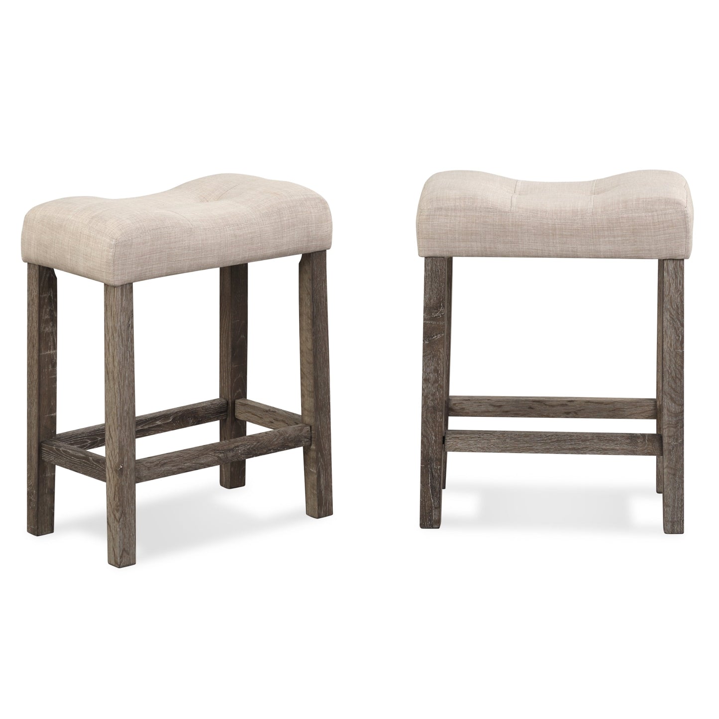 Roundhill Furniture Sora Button Tufted Counter Height Saddle Stool, Set of 2, Taupe