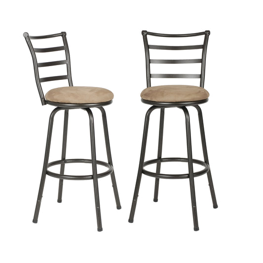 Round Seat Bar/ Counter Height Adjustable Metal Bar Stools, Set of 2