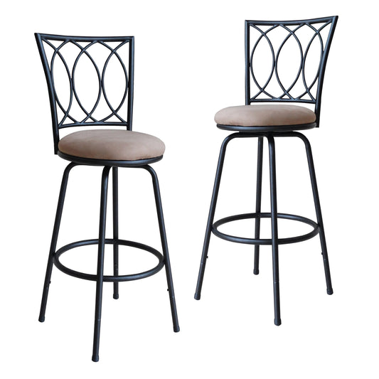 Redico Bar/ Counter Height Adjustable Powder Coated Metal Barstools, Set of 2, Black