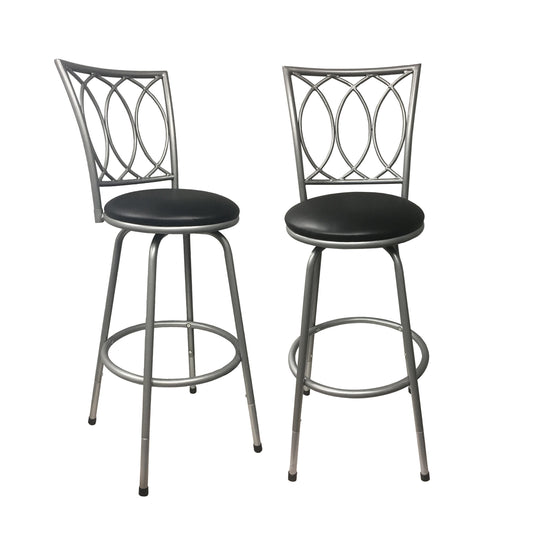 Redico Bar/ Counter Height Adjustable Powder Coated Metal Barstools, Set of 2, Silver