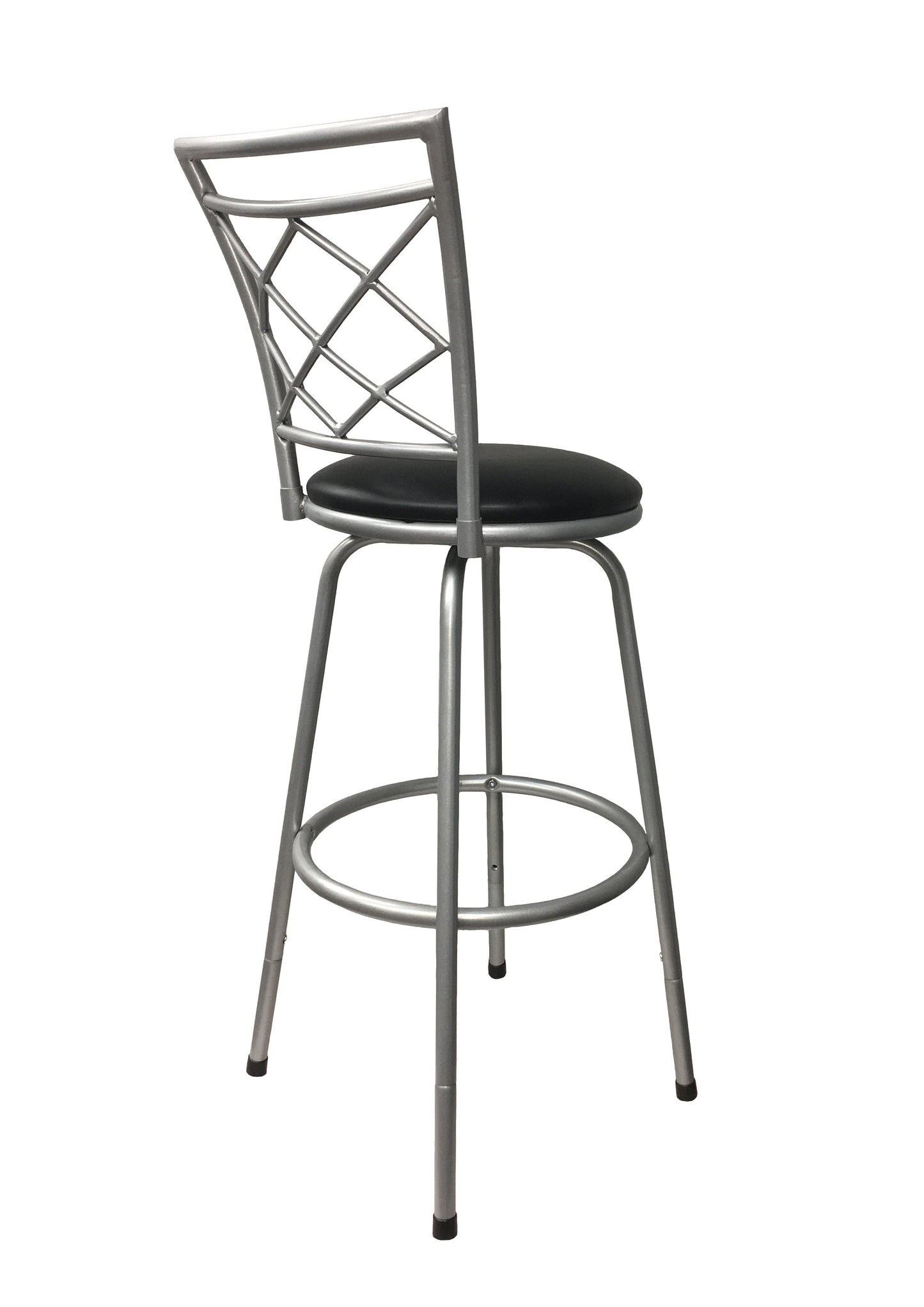 Halfy Round Seat Bar/Counter Height Adjustable Metal Silver Bar Stool