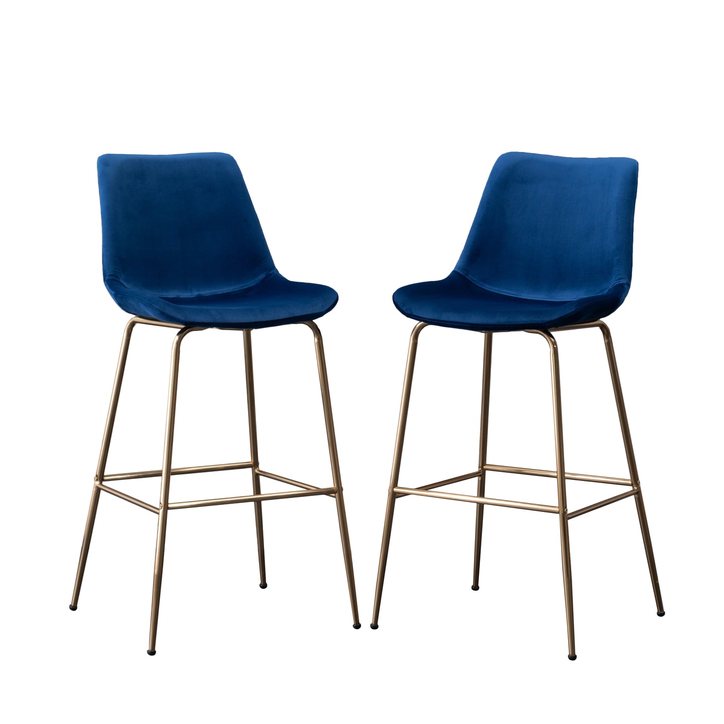 Roundhill Furniture Aufurr Modern Velvet 26.50 Counter Height Stool, Blue, Set of 2