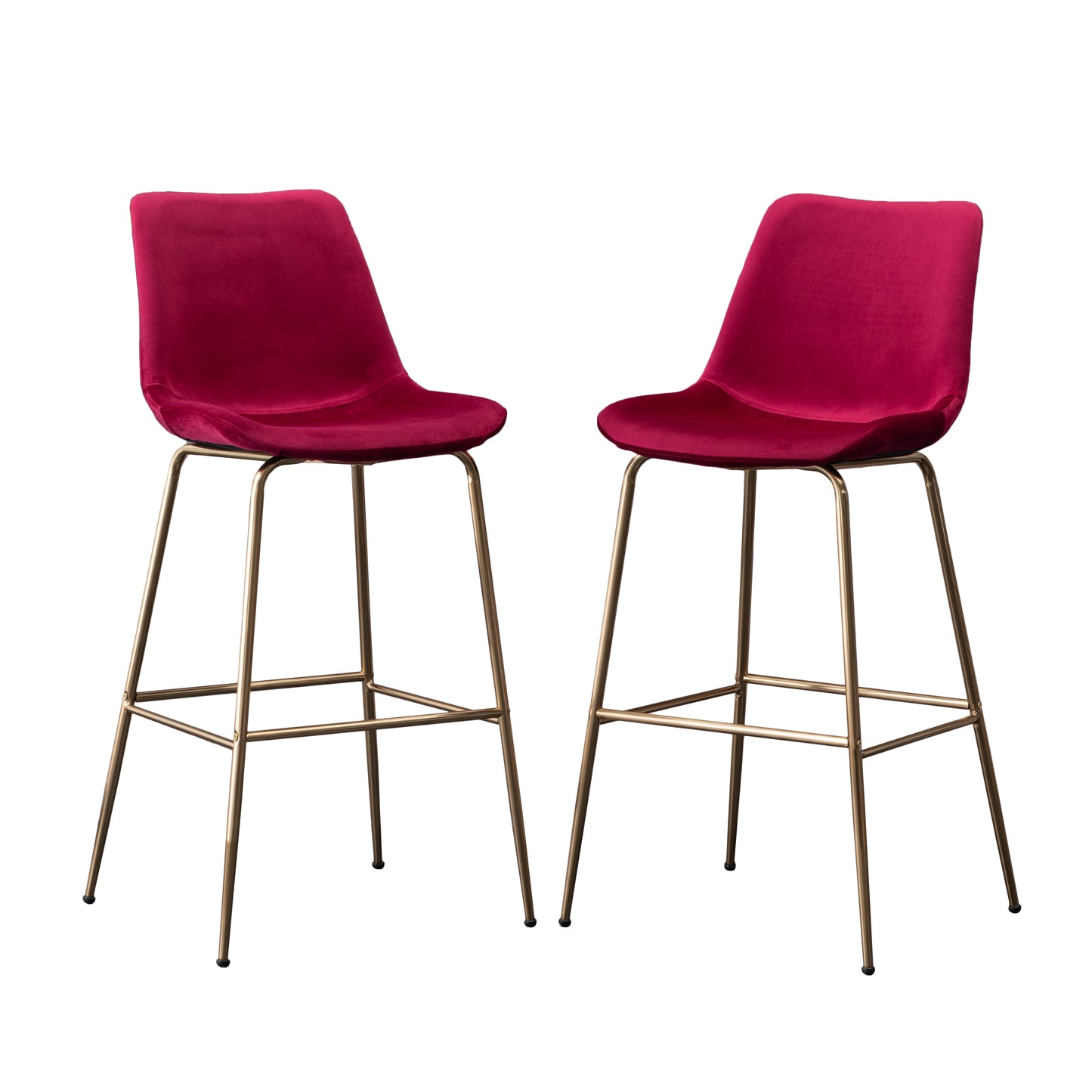 Roundhill Furniture Aufurr Modern Velvet 26.50 Counter Height Stool, Red, Set of 2