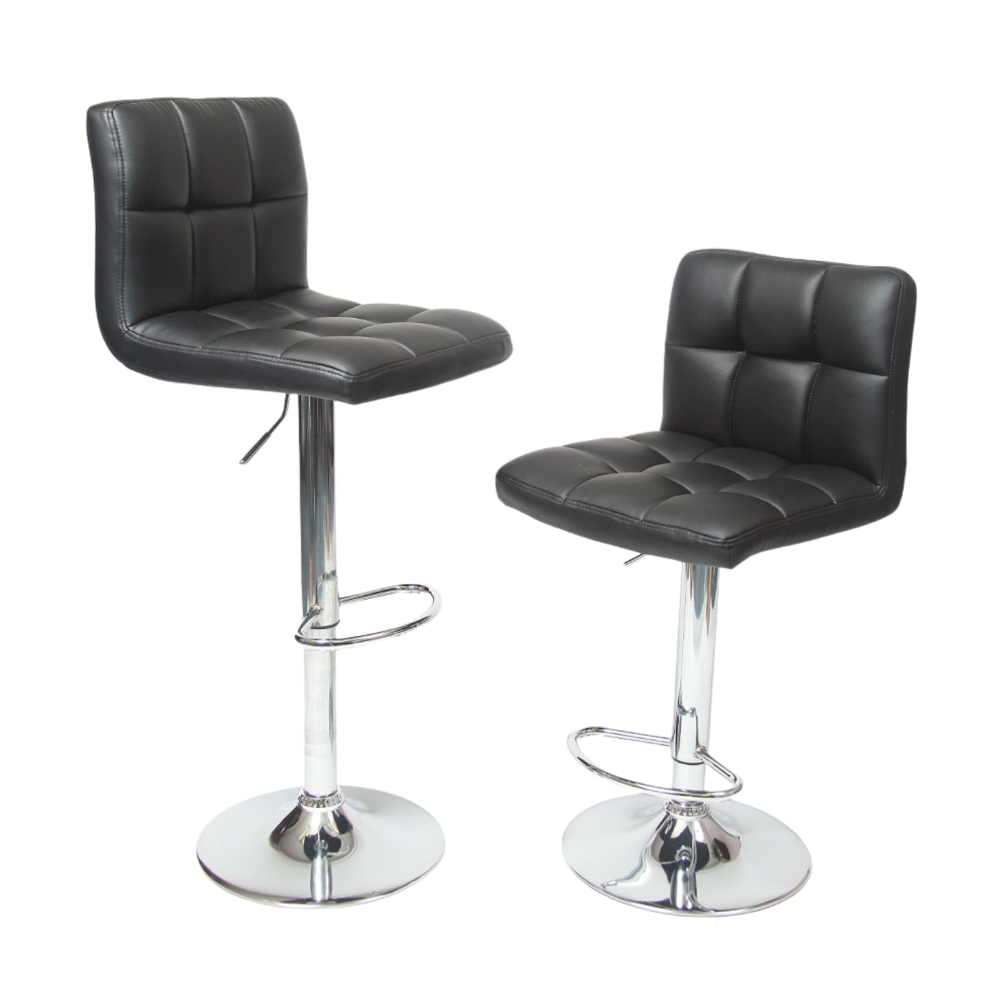 Swivel Elegant PU Leather Modern Adjustable Hydraulic Barstools, Black
