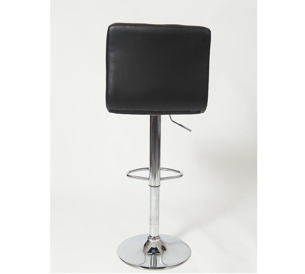 Roundhill Swivel Leather Adjustable Hydraulic Bar Stool, Black, Set of 2