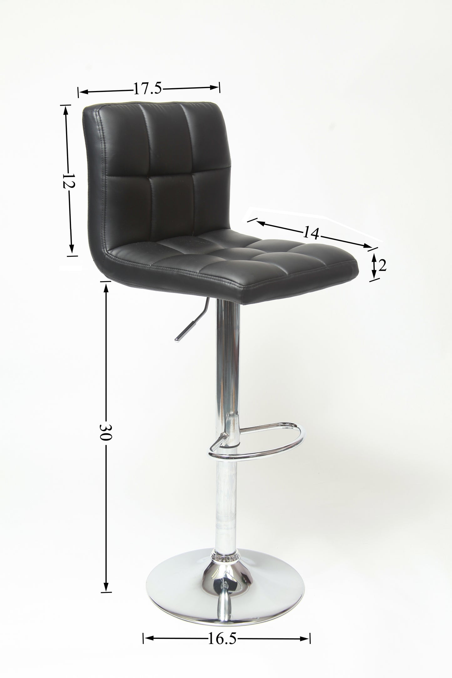 Swivel Elegant PU Leather Modern Adjustable Hydraulic Barstools, Black