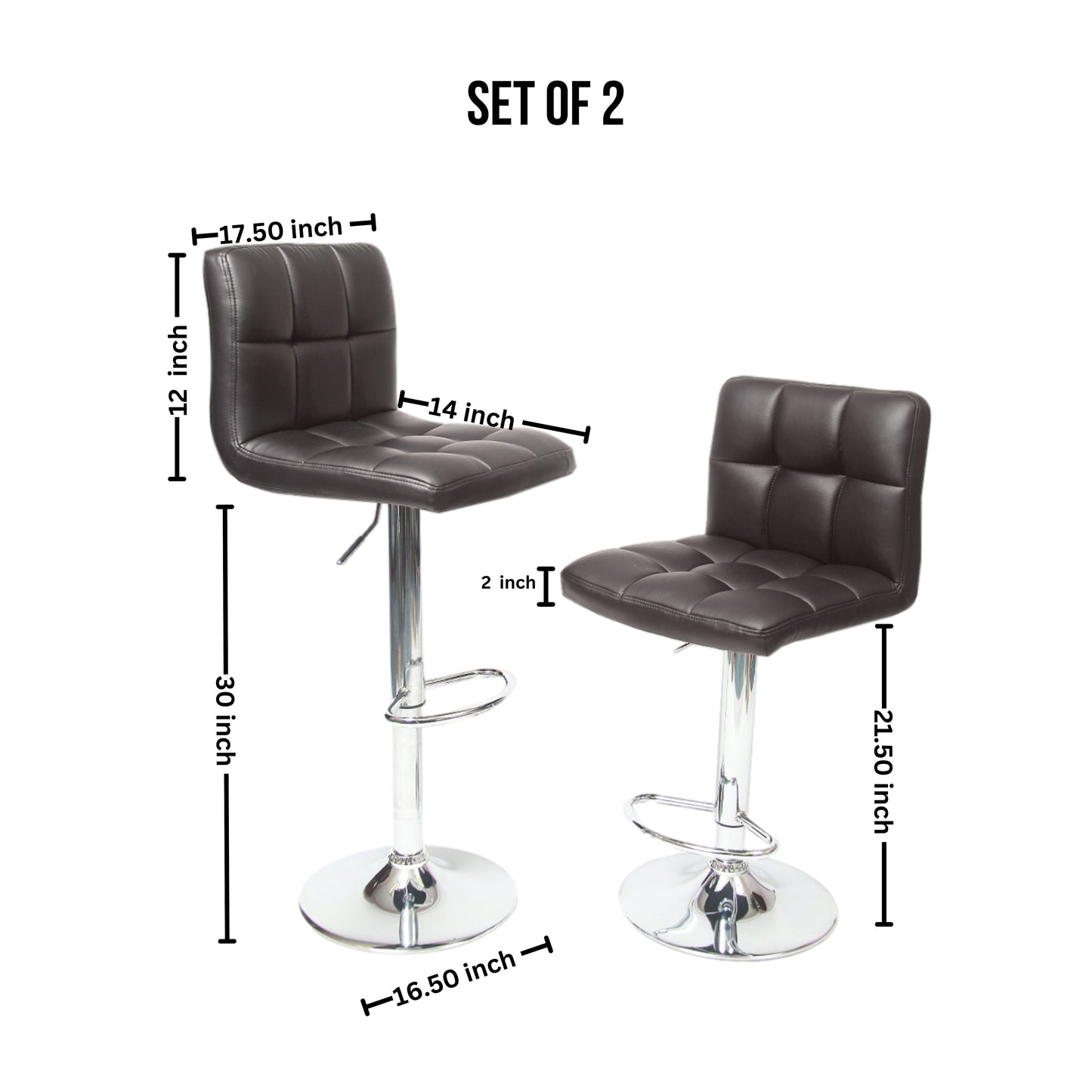 Swivel Elegant PU Leather Modern Adjustable Hydraulic Barstools, Brown