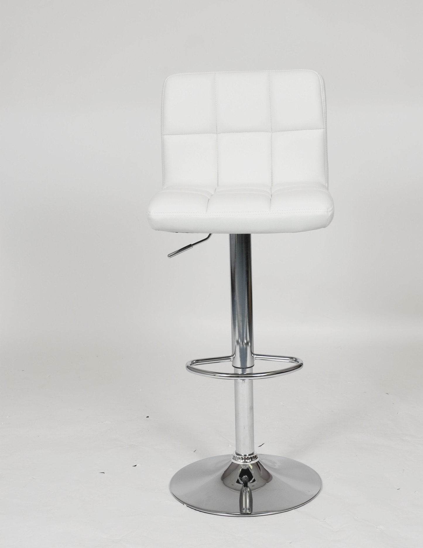 Swivel Faux Leather Adjustable Hydraulic Bar Stool - Set of 2 White